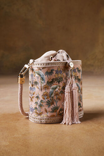 Pichhwai Bucket Bag - Flamingo Pink, Blush, image 1